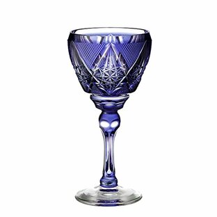 山下工芸 薩摩切子 ワイングラス 金紫 φ8×16cm 13041390の画像