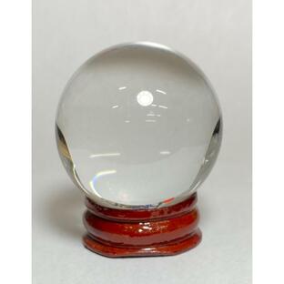 熔練 水晶玉（木製台付き,錦箱入れ) 水晶球 溶錬水晶 直径４cm パワーストーンの画像