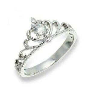 指輪 プラチナ900 ピンキーリング ダイヤモンド リング 0.15ct ティアラ 冠 小指 レディース ジュエリー アクセサリーの画像