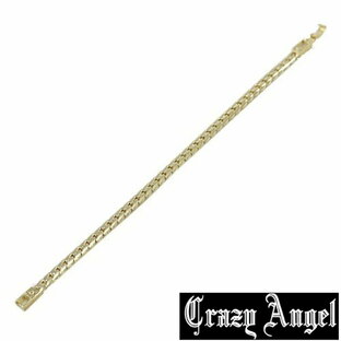 Crazy Angel クレイジーエンジェル 真鍮 ゲルマニウム 天然ダイヤモンド ブレスレット 21cm CAG-201-G21 ゴールドカラー へリンボーンチェーン 紋章 アクセサリー ジュエリー ブランド アクセ メンズの画像