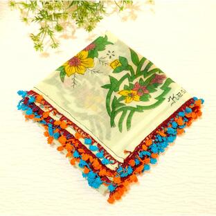 トルコ オヤ OYA トゥーオヤ ビンテージ スカーフ 可愛い 花 モチーフ おしゃれ ハンドメイドNO145の画像