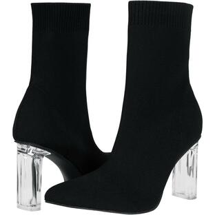 Shoe'N Tale Women's Knit Sock Ankle Boots Pointed Toe Clear Mid Heel Slip-on Stretch Booties Shoes 並行輸入品の画像