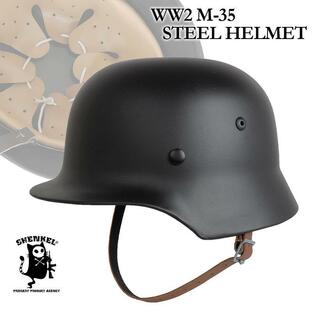 SHENKEL ドイツ軍 WW2 M-35スチールヘルメット ブラック BK メット サバゲー装備 サバイバルゲーム タクティカルの画像