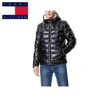 【売り尽くし】Tommy Hilfiger トミー ヒルフィガーPuffer Jacket Hooded Wind-Resistant Quilted Puffer 黒ダウンジャケット中綿の画像