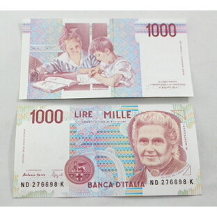 イタリア 1000リラ紙幣 ♪新札♪ マリア・モンテッソーリ Italy 1000 LIRE 100 Uncirculated Maria Montessoriの画像