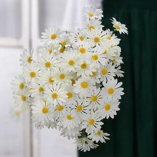 造花の花束,5つの花,白いカモミール,偽の花,DIYホームガーデン,結婚式の装飾,52cmの画像
