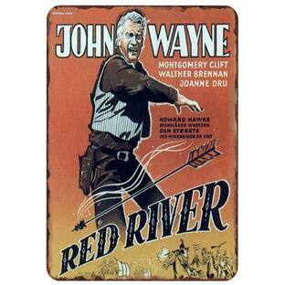 『赤い河』Red River  西部劇 映画ポスター アメリカ雑貨 レトロ調 メタルサイン ブリキ看板 インテリア 20x30cmの画像