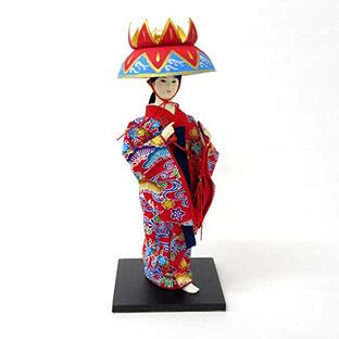 置物 日本人形9インチ 琉球舞踊人形 レッド 303-123の画像