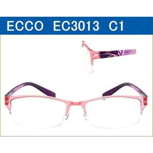 2980円→2480円 激安通販メガネ 【ECCO】 EC3013 C1 クリアピンク／花柄パープル 眼鏡レンズ付きセット価格の画像