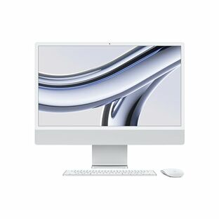 Apple 2023 iMac M3 チップ搭載オールインワンデスクトップコンピュータ:8 コア CPU、10 コア GPU、24 インチ 4.5K Retina ディスプレイ、8GB ユニファイドメモ リ、256GB SSD ストレージ、ボディと同じカラーのアクセサリ、iPhone や iPad と の連係機能 - シルバーの画像