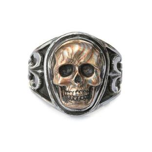Lee Downey リーダウニー Sculpted Skull Ring - Mokumekin (木目金) / スカル リング 指輪 ドクロ シルバー メンズ レディース 送料無料の画像