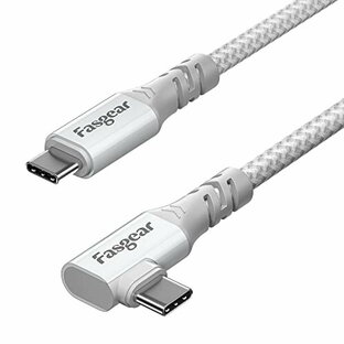 Fasgear USB C to Type C 3.2 Gen 2x2 Cable, 20Gbps 100W Charging 4K Video USB-C Cord 90 Degree Compatible for Mac-book Pro,i-Pad Mini,Dell/Sam-sung Displays, Thunderbolt 4/3 Monitors (1.8M, ホワイト)の画像