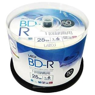 BD-R ブルーレイディスク 6倍速 25GB 50枚パック LAZOS リーダーメディアテクノ 1回録画用 ホワイトプリンタブル スピンドルケース L-B50P ◆宅の画像