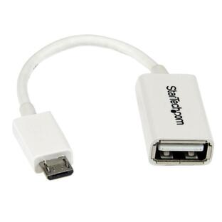 12cm Micro USB OTG変換アダプタ ホワイト マイクロUSBホストケーブル USB A メス - USB Micro-B オス UUSBOTGWの画像