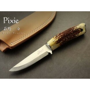 萩野 力 作 Pixie (ピクシー）スタッグ シースナイフ ,Riki Hagino Custom Knifeの画像