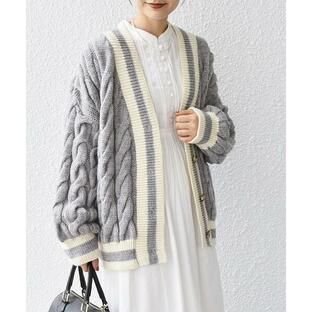 カーディガン 「SHIPS any別注」Oldderby Knitwear: Vネック クリケット カーディガン レディースの画像