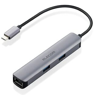 エレコム USB Type-C ハブ ドッキングステーション 5-in-1(LANポート) DST-C17SV/EC HDMIポート 4K対応 USB3.0×3ポート Macbook/Macbook Pro/iPad Pro/Surface他対応の画像