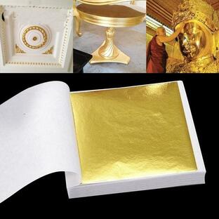 装飾用 金箔シート ゴールド 金メッキ 約9x9cm,100枚セット ＤＩＹ リフォーム 壁 装飾品 ハンドメイド 工作 図工 ものづくり 材料 雑貨 修繕 補修の画像