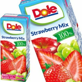 メグミルク Doleストロベリーミックス100% ストロベリージュース いちごジュース ドール フルーツジュース 果汁100％ 200ml紙パック×18の画像