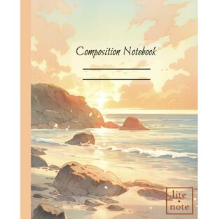 Composition Notebook: Pencil-Style Illustrations of Beach Sunsets 7.5" x 9.25", 110 pages, perfect gift idea for students, office workers, art and lovers of the Golden Hour: lite•note Nature Setの画像