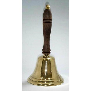 【送料無料】イタリア製 真鍮 ハンドベルアンティーク調 木製 ベル 鐘 呼び鈴 インテリア ブラス ゴールドの画像