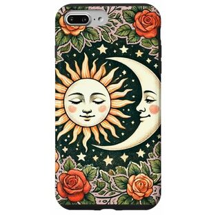 iPhone 7 Plus/8 Plus 太陽と月のイラスト バラとツタ スマホケースの画像