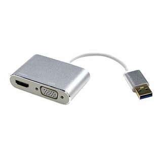 ベストアンサー 多機能 変換アダプター USB 3.0 to HDMI VGA 変換アダプタ USB 2in1 Windows 10/8/7対応 シルバーの画像