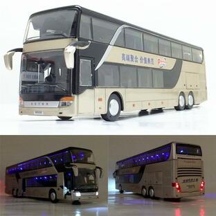 Zhenwei 1／32スケール 大型ツアーバス 2階建て観光バス 自動車モデルキット 模型 車モデル おもちゃ ジオラマ コレクションの画像