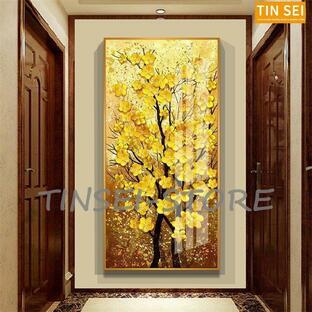 油絵 絵画 寝室 玄関 飾り 壁掛け インテリア美術品 風景絵 木の絵 印象派額装の画像