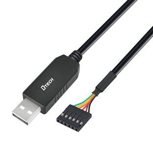 DTECH USB TTL シリアル 変換 ケーブル 5V 1m FTDI チップセット 6ピン 2.54mm ピッチ メス コネクタ FTの画像