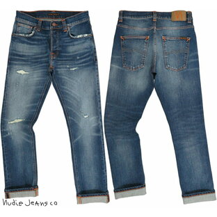 Nudie Jeans co/ヌーディージーンズ GRIM TIM(グリムティム)straight slim fit with normal rise BROKEN PROMISES(ブロークン プロミシーズ)/クラッシュ&リペアジーンズの画像