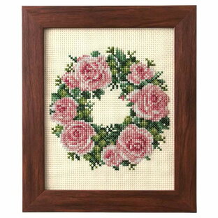 ルシアン クロスステッチ 刺繍キット 季節を彩るフラワーアレンジメント バラのリースの画像
