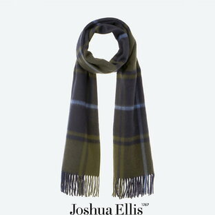 【スーパーセール 40％OFF】Joshua Ellis（ジョシュアエリス）カシミヤストール ヴァリアスチェック（カーキ、ネイビー、ソフトアクア） CPG51796 Plains (CPG70×190)  ストール マフラー カシミヤの画像