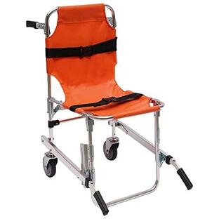 EMS階段昇降椅子-医療患者救急消防士緊急避難2輪リフト3調節ストラップクイックリリースバックル付-オレンジの画像