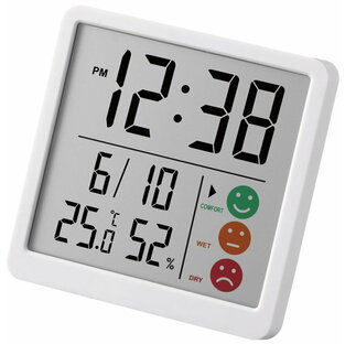 nico MAG 温度計 湿度計 温度湿度計 熱中症対策 環境目安表示機能 時計付き 見やすいカラー液晶 デジタル ホワイト 置掛兼用 マグネット付き 一体型スタンド ニコピタ WH-Z TH-112Aの画像