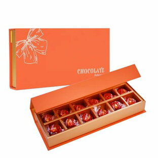 色：オレンジ チョコ ラッピング 箱 生チョコ 箱 ラッピング 箱 12枚入り 18枚入り お菓子 プレゼントボックス バレンタイン 箱 (12枚入り, オレンジ)の画像