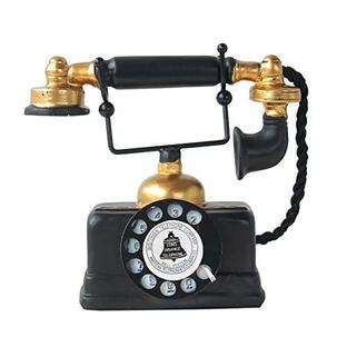 PLEAVIT 電話機 黒電話 インテリア 置物 装飾用 模型 おもちゃ レトロ アンティーク 雑貨 (A)の画像