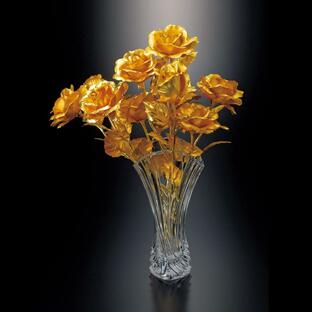 純金箔 貼り 「 永遠の黄金のバラ 」 10本ガラス瓶入り 高さ26cm 誕生日 記念日 プレゼント お祝い ギフト 置物 通販 販売 HCU1031の画像