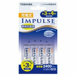 TOSHIBA 充電式IMPULSE 充電器セット 単3形・単4形兼用モデル 単3形充電池(min.の画像