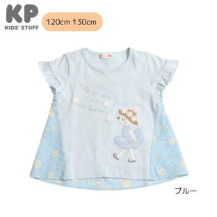 KP ケーピー mimiちゃんアップリケのデイジー柄切り替え半袖Tシャツ 120cm 130cm 132206D0の画像