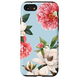 iPhone SE (2020) / 7 / 8 ホワイト レッド バラ フラワー ブーケ 花柄 ボーホー ボタニカル スマホケースの画像