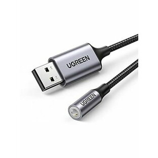 UGREEN USB オーディオ 変換アダプタ USB2.0 to 3.5mm 変換ケーブル 外付け サウンドカード 4極 TRRS 変換 イヤホン PS4 等適用 Windows/Mac OS/PS4/PS5/Linux/Chromebook等対応の画像