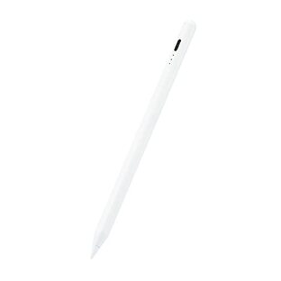エレコム(ELECOM) タッチペン iPad専用 樹脂製ペン先 パームリジェクション対応 磁気吸着 傾き検知対応 USB-C充電 ペアリング不要 【Apple Pencil純正ペン先、製ペン先に交換可能】 ホワイト P-TPACSTAP03WHの画像