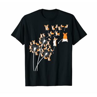 タンポポ コーギーの花、花のコーギー ツリー Tシャツの画像