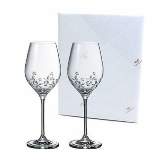 NARUMI(ナルミ) ペア ワイングラス グラスワークス スターフラワー 360cc クリア 2客セット かっこいい 華やか 結婚祝い プレゼント ペアグラス ギフトボックス付き ラッピング済 GW4156-62723AAZの画像