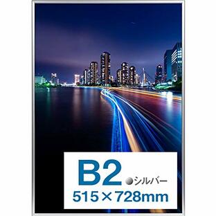 【Amazon.co.jp 限定】Kenko ポスター用アルミ額縁 パチット ポスターフレーム B2 フロントオープン式 シルバー 日本製 AM-APT-B2の画像