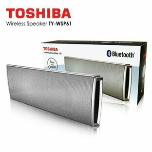 東芝製 TOSHIBA ポータブル Bluetooth4.0 スピーカーTY-WSP61 内蔵マイク搭載 ワイヤレススピーカーポーチ・ストラップ付き シルバー 【新品】の画像