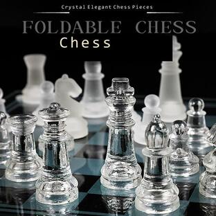 クラフトクリスタルガラスの高級チェスセットアクリルチェスボード-折れエレガントなガラスチェスの駒家族チェスゲームセットの画像