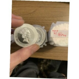 【品質保証書付】 アンティークコイン NGC PCGS 2018-2019 St. Helena 1 oz Silver ?1 Spade Guinea Shield Coins Roll (20)の画像