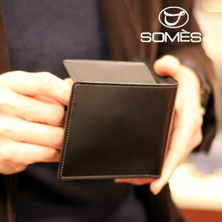 【レターパックプラス送料無料】ソメスサドル コードバン二つ折り財布 ハノーバー ブラックの画像
